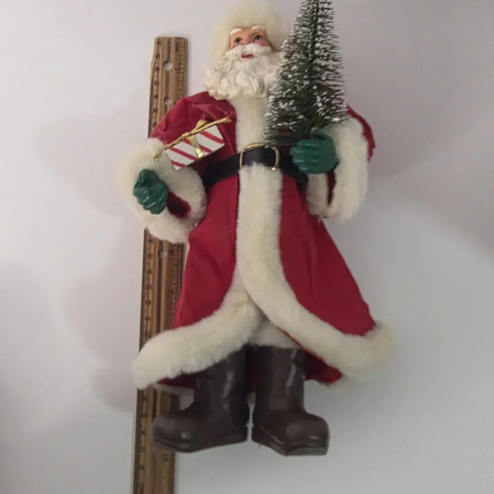 Standing Santa Claus Doll Red Fabric Coat Tree Gift Christmas Decor